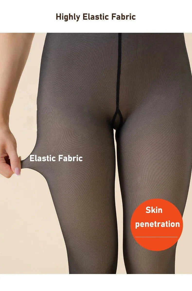 Mandotos winter velvet fleece thermal tights with high waist, slim fit, and cozy thermal fleece lining for cold weather warmth.
