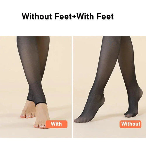 Mandotos winter warmth high waist thermal tights showing a close-up of the sleek, slim fit design and cozy fabric.