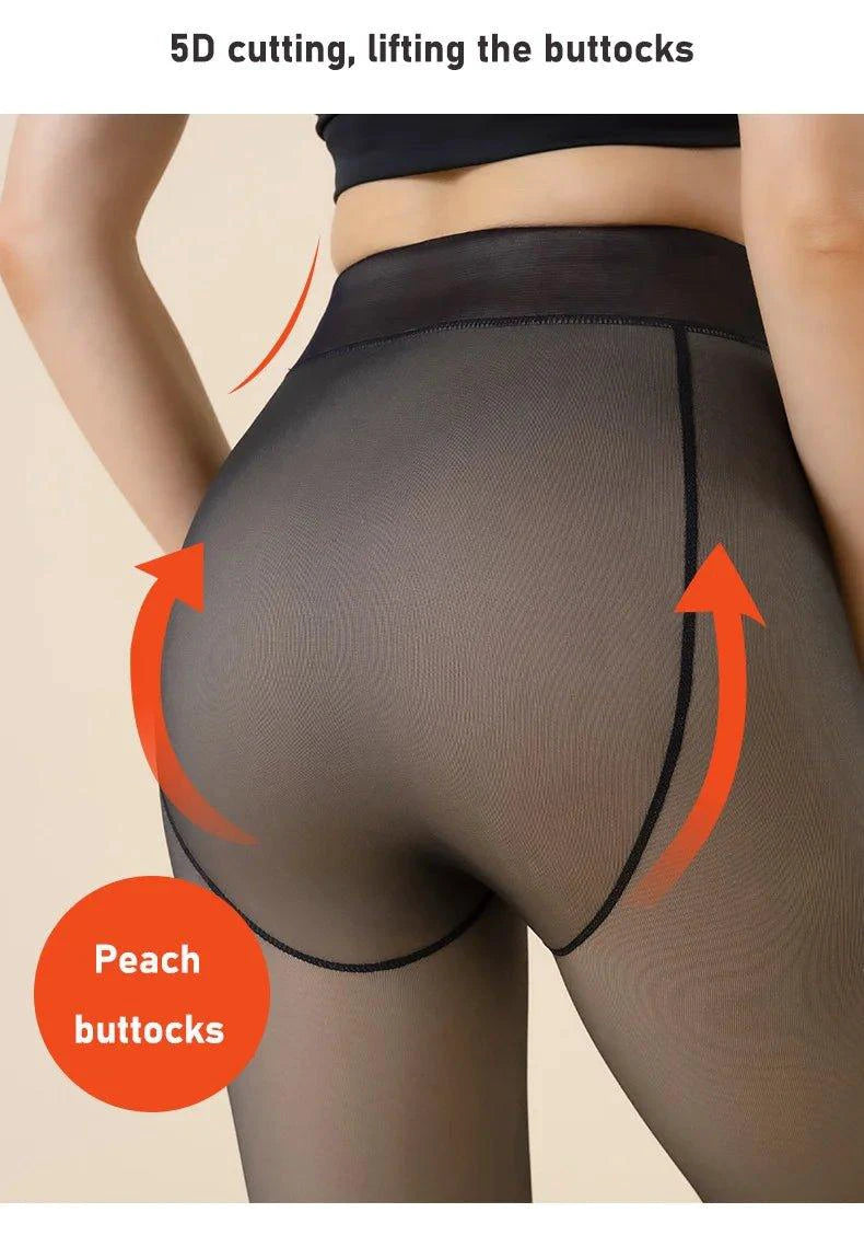 Mandotos Winter Warmth high waist thermal tights, sexy slim fit, black, stretchy fabric, designed for cold weather comfort and style.