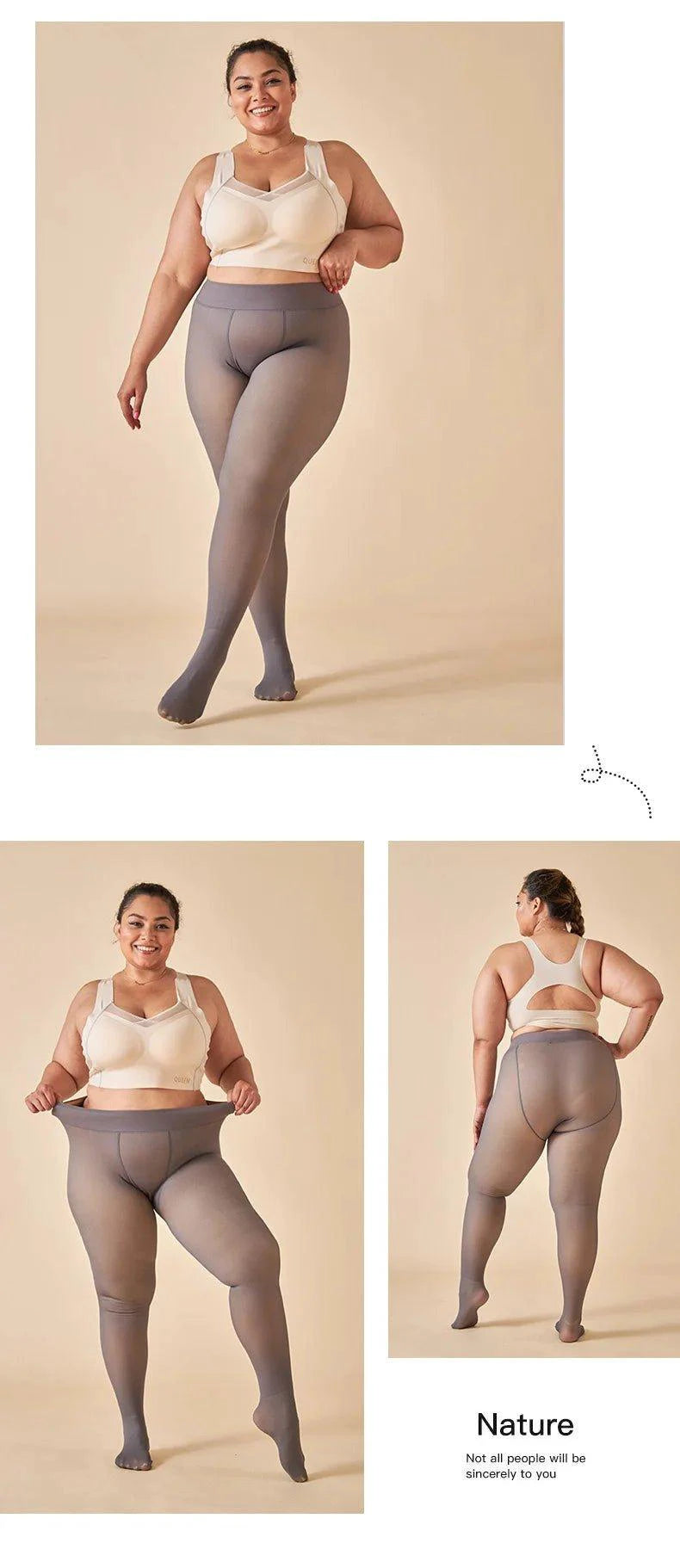 Mandotos Winter Warmth High Waist Thermal Tights showing slim fit and cozy fabric for cold weather.