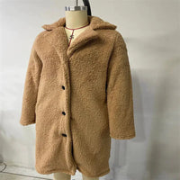 Women's lamb wool coat by MANDOTOS featuring a stylish, warm design with a tailored fit and classic collar.