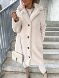 Women's MANDOTOS lamb wool coat with a tailored fit, featuring a classic collar and cozy, soft wool fabric for warmth and style.