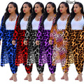 Women's long-sleeved leopard print suitcoat by MANDOTOS, stylish tailored blazer with animal print pattern.