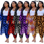 Women's long-sleeved leopard print suitcoat by MANDOTOS, stylish tailored blazer with animal print pattern.