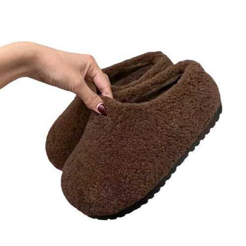 Women's retro fleece-lined platform shoes by MANDOTOS, featuring a stylish vintage design and comfortable warm lining.