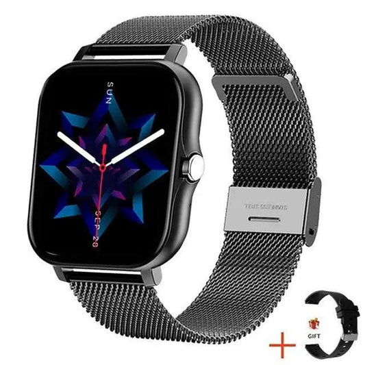 Mandotos Y13 smart watch with pedometer, heart rate monitor, Bluetooth call function, and fitness tracking on a sleek black band.