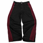 Mandotos Y2K baggy jeans with vintage striped embroidery, wide-leg streetwear sweatpants for men and women, casual hip-hop style