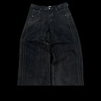 Mandotos Y2K baggy jeans with vintage striped embroidery, wide-leg streetwear sweatpants for men and women, casual hip hop style.