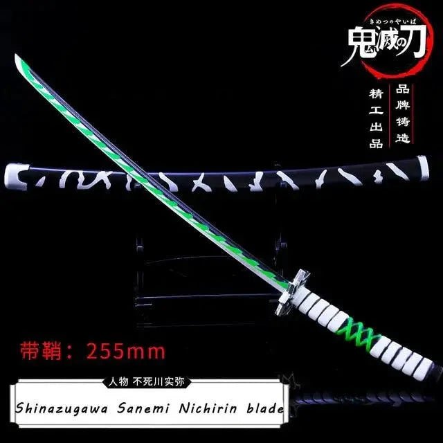 Mandotos Zenitsu Agatsuma katana toy with yellow and black handle, detailed blade, perfect for anime cosplay or display.