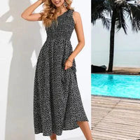 Mandotos Zoe asymmetrical midi dress featuring a flowing design and stylish cut, perfect for elegant occasions.