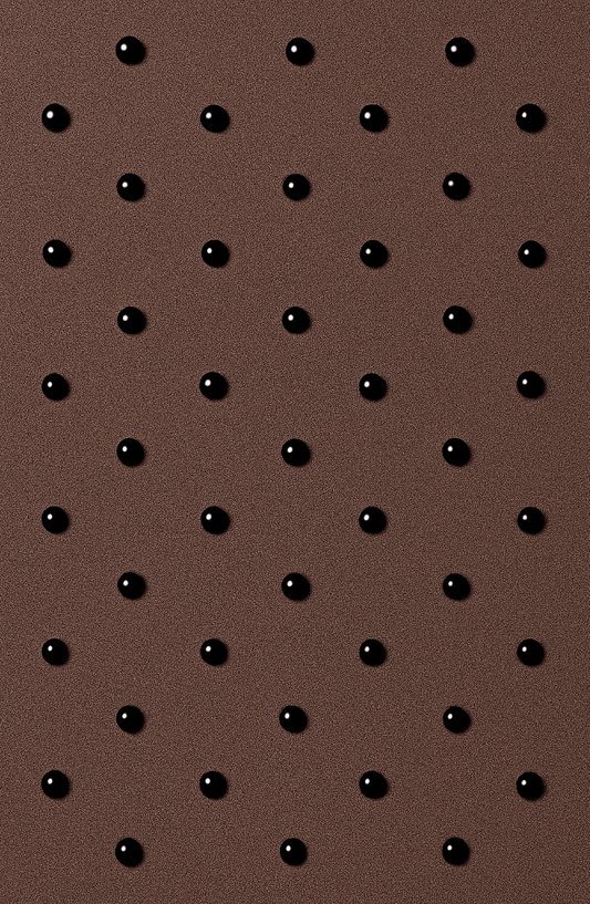 Brown textured fabric with black polka dots, ideal for fashion accessories or gift wrapping