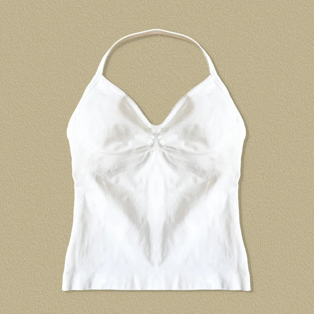 NCLAGEN Impact longline strappy sports yoga vest for women with open back design, ideal for gym, running, and workout activities.