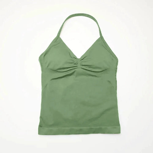 NCLAGEN Impact longline strappy sports yoga vest for women with open back design, ideal for gym, running, and workout activities.