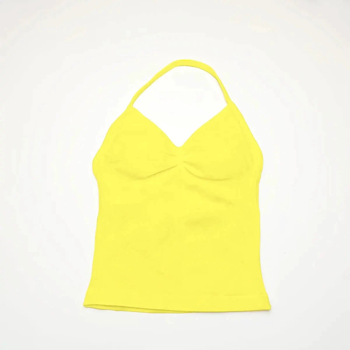 NCLAGEN Impact longline strappy sports yoga vest for women, featuring an open back, halter design, ideal for gym and running workouts.