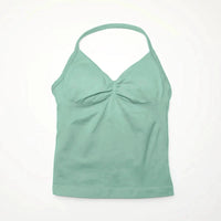 NCLAGEN Impact longline strappy sports yoga vest for women, featuring an open back design and halter style, ideal for gym and running.