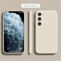 Luxury silicone case for Samsung Galaxy S24, S20, S21, S22, S23, Note 10, 20 with sleek design and premium liquid protection.