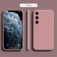 Luxury silicone case for Samsung Galaxy S24, S20, S21, S22, S23, Note 10, 20 with sleek design and liquid protection.